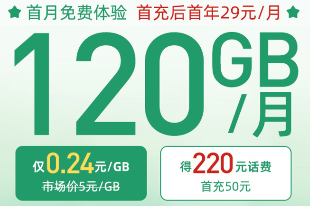 青海電信29元大流量卡 包220元話費(fèi) 90通用+30G定向+100分鐘語音 長期套餐