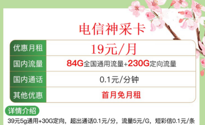 中國電信正規(guī)流量卡 【電信神采卡、極致卡】僅需19元首月免費全國通用手機上網(wǎng)卡