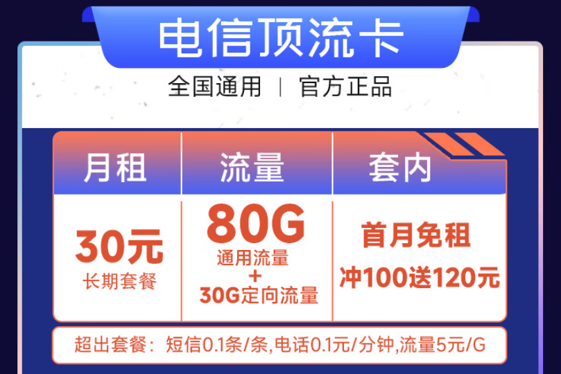 電信各價位流量卡優(yōu)惠套餐推薦 電信頂流卡光明卡首月免費流量官方通用手機卡