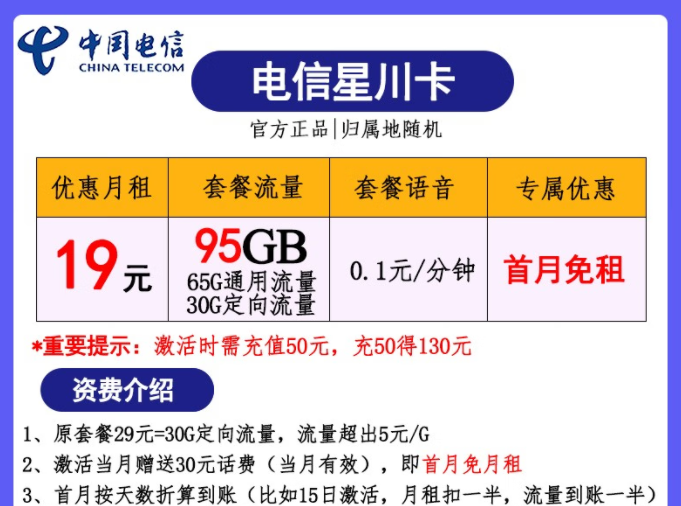 一篇電信流量卡套餐推薦 月租均為19元流量不等優(yōu)惠不等欲購(gòu)從速