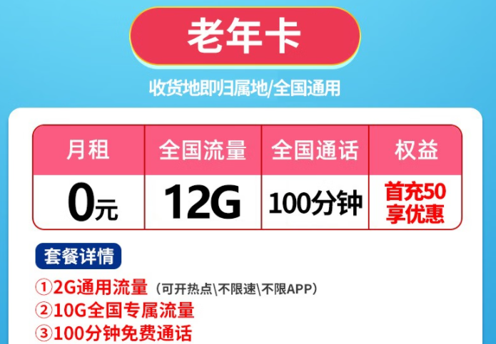 有沒有0月租的流量卡？聯(lián)通老年卡、親情卡0月租有流量包免費(fèi)通話