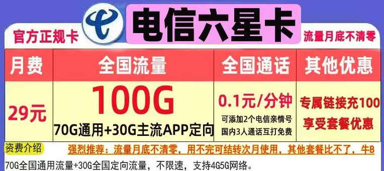 長期永久可用的流量卡套餐推薦 無需換卡29元、39元100G+首月免費(fèi)用