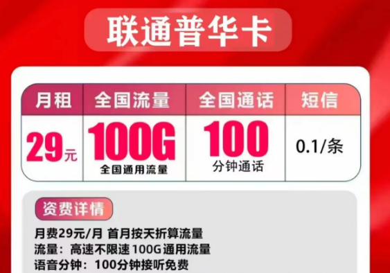 聯(lián)通的流量手機卡好用嗎？聯(lián)通普華卡29元=100G通用流量+100分鐘免費通話