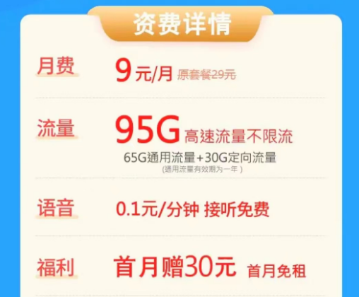 電信春湖卡月租9元包95G流量|電信八星卡月租29元包120G流量|首月免費(fèi)用