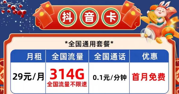 有哪些性價比高的電信流量卡？電信抖音卡29元314G|長期校園卡、風雨卡29元100G