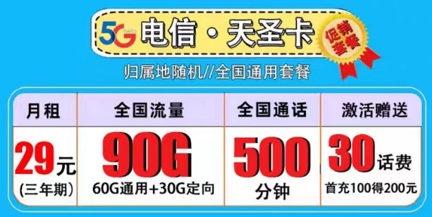 買一張流量卡是必須的嗎？電信29元天圣卡|副卡必備90G全國流量+500分鐘語音